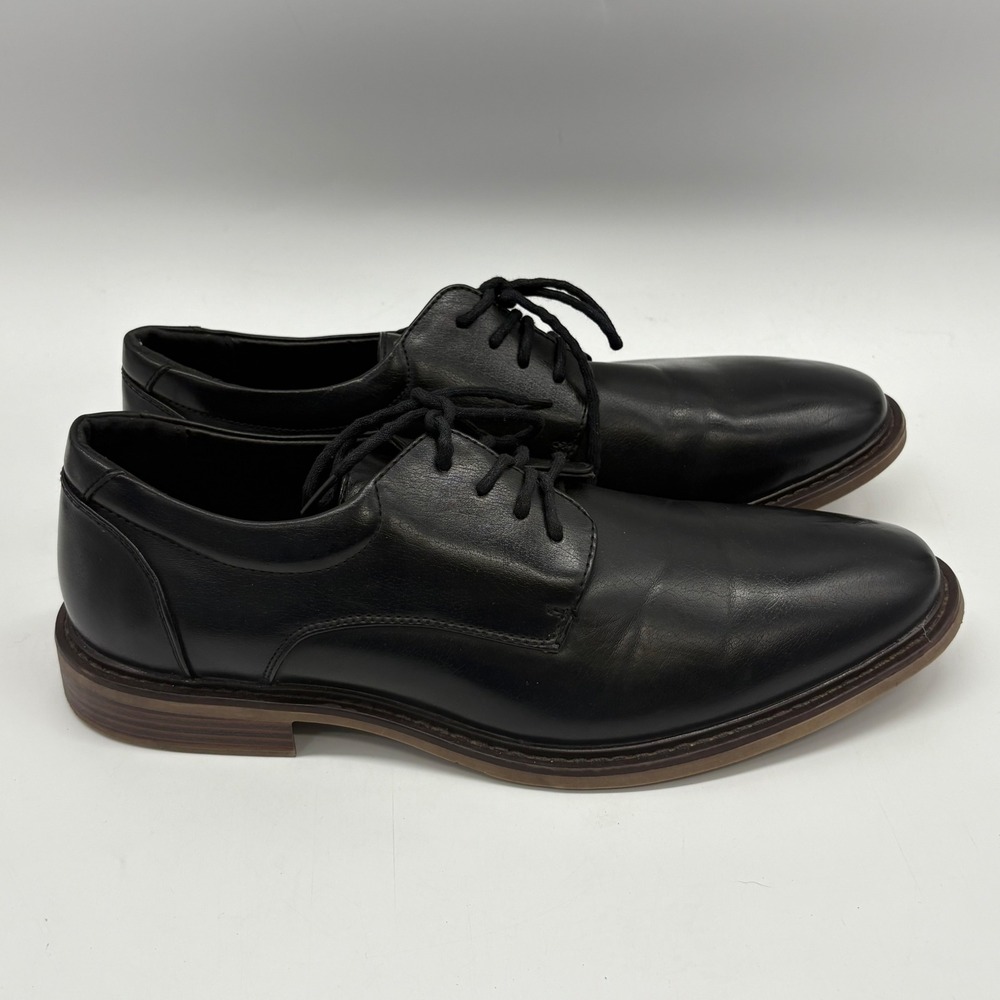 Hugo Vitelli Mens Black Lace Up Round Toe Dress Shoes Size 10 M